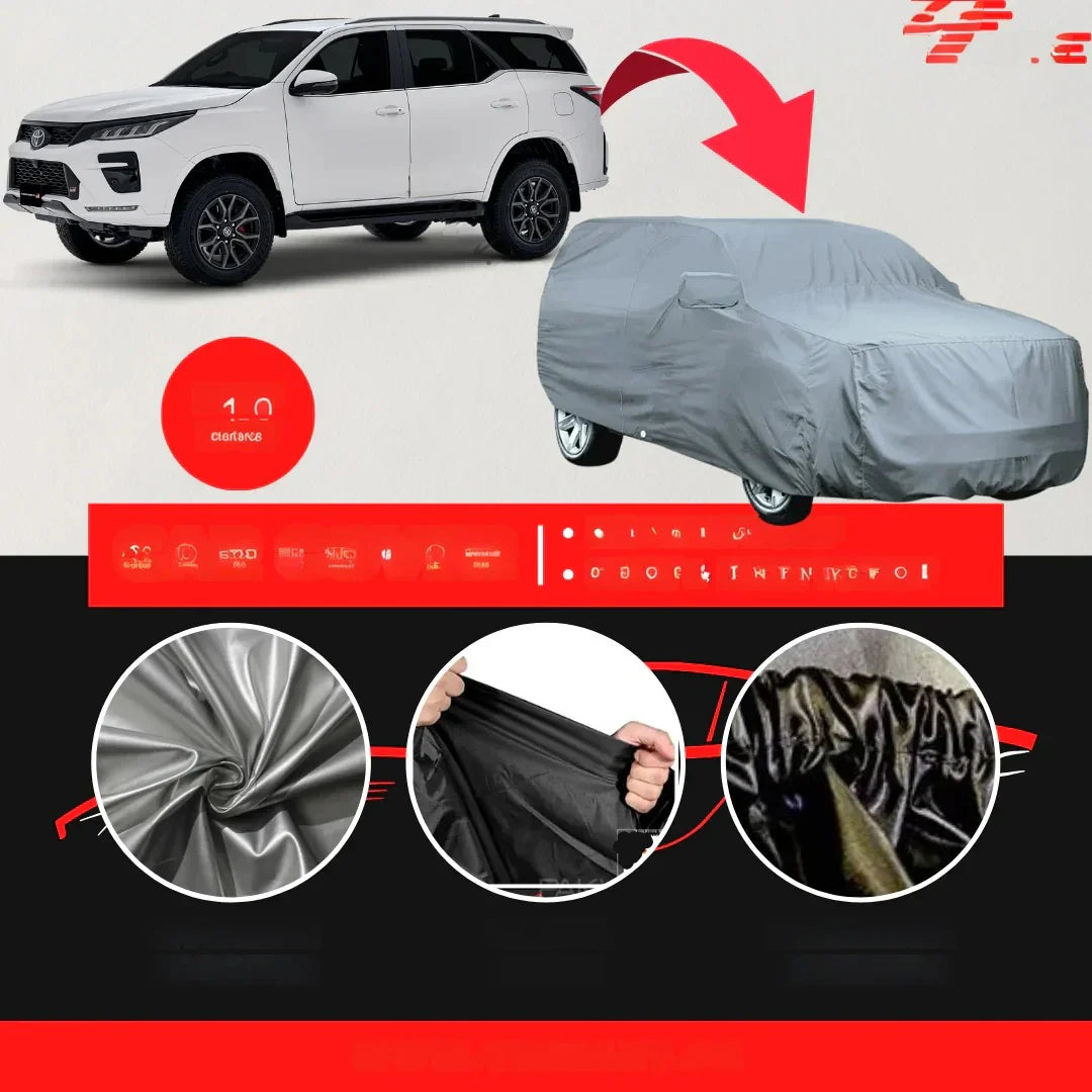 Toyota Fortuner 2013-2025 Car Top Cover - Waterproof & Dustproof Silver Spray Coated + Free Bag