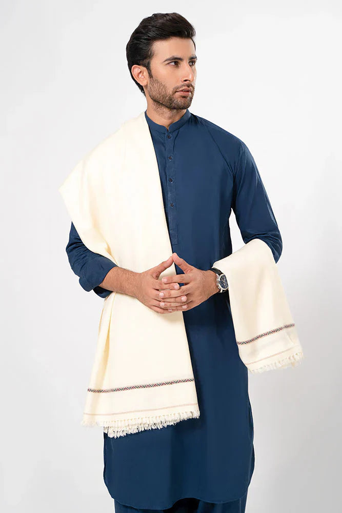 J. Men's Winter Wool Shawl - White