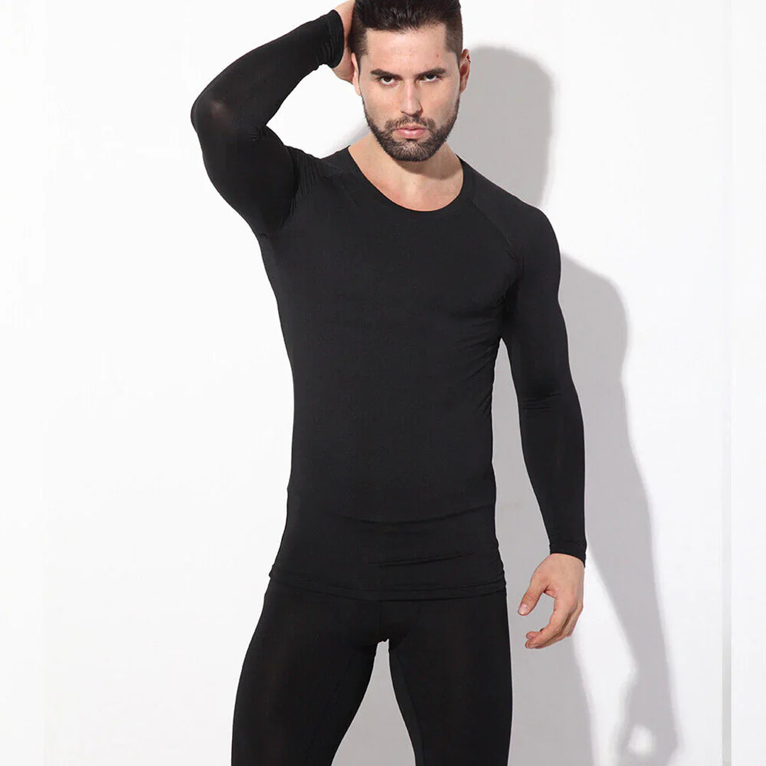 Men's Full-Body Thermal Warmer Wool (Full Suit) - BLACK