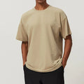 Plain Beige Drop Shoulder T-Shirt For  Mens