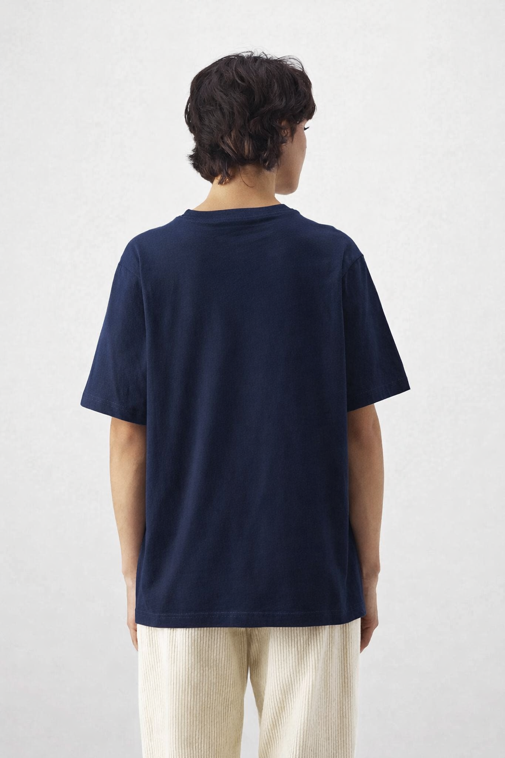 unisex drop shoulder T-shirt ( Navy  blue )