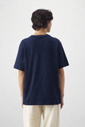 unisex drop shoulder T-shirt ( Navy  blue )