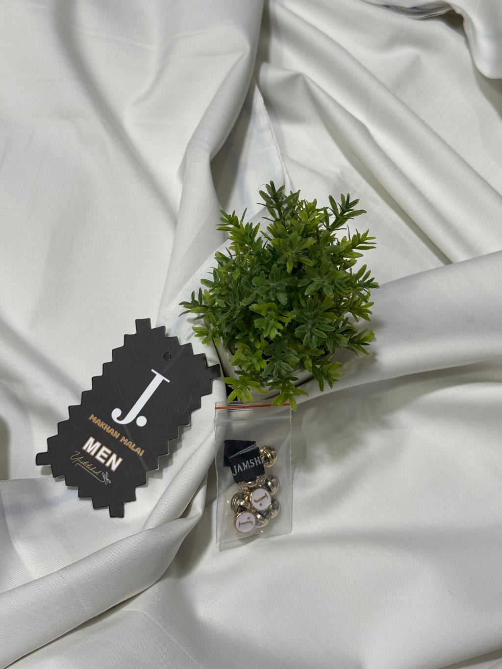 J. MALAI BOSKI (UNSTITCHED) PEARL WHITE