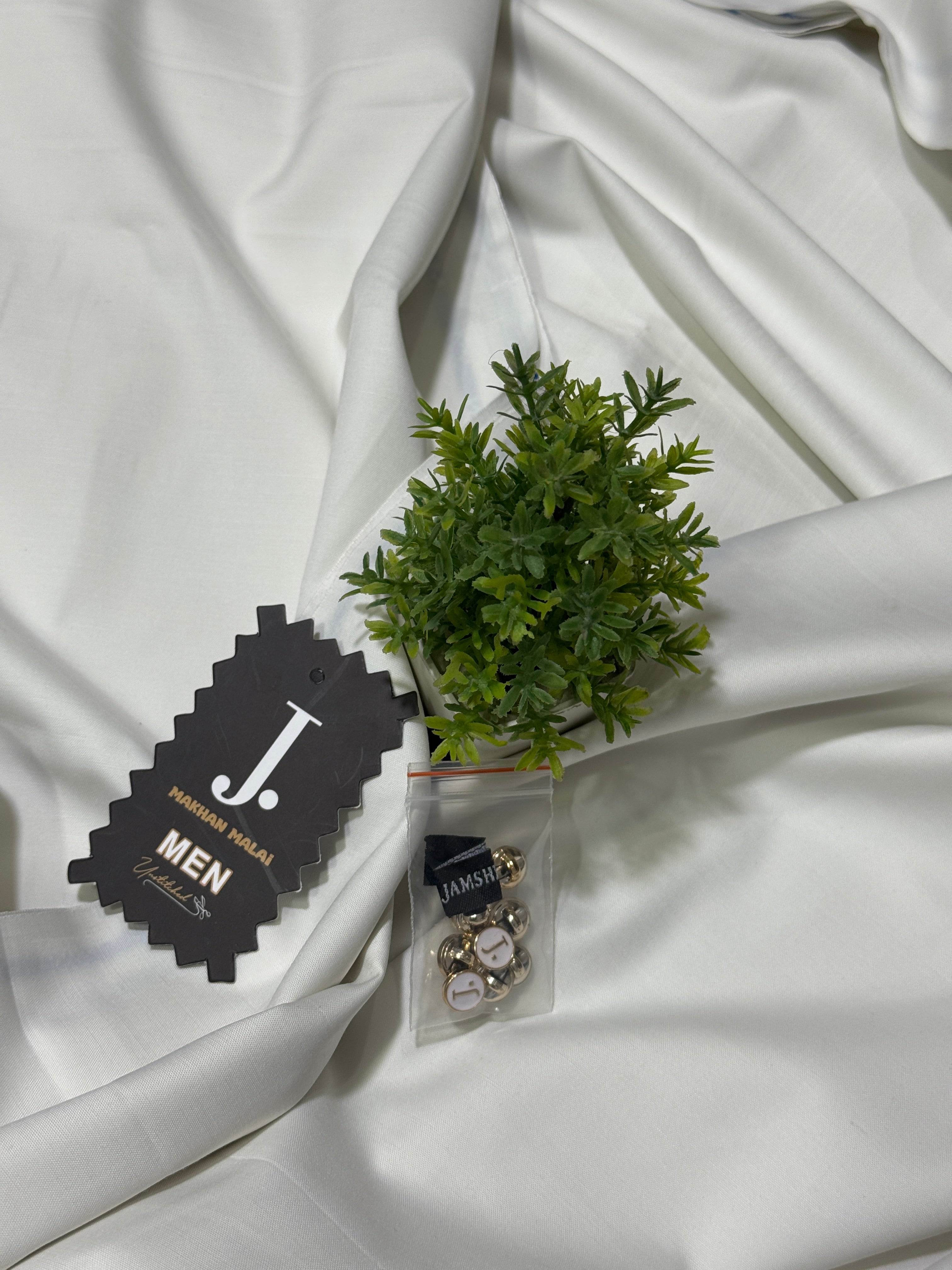 J. MALAI BOSKI (UNSTITCHED) PEARL WHITE