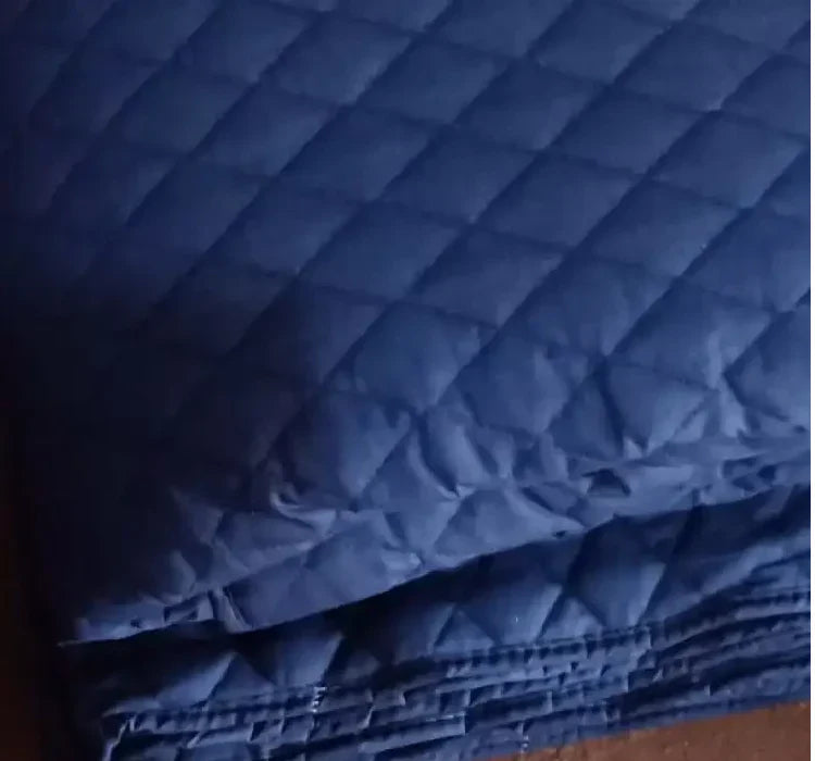 Quilted Cotton L-Shape Sofa Cover - Blue