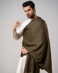 J. Men's Winter Wool Shawl - Olive Green