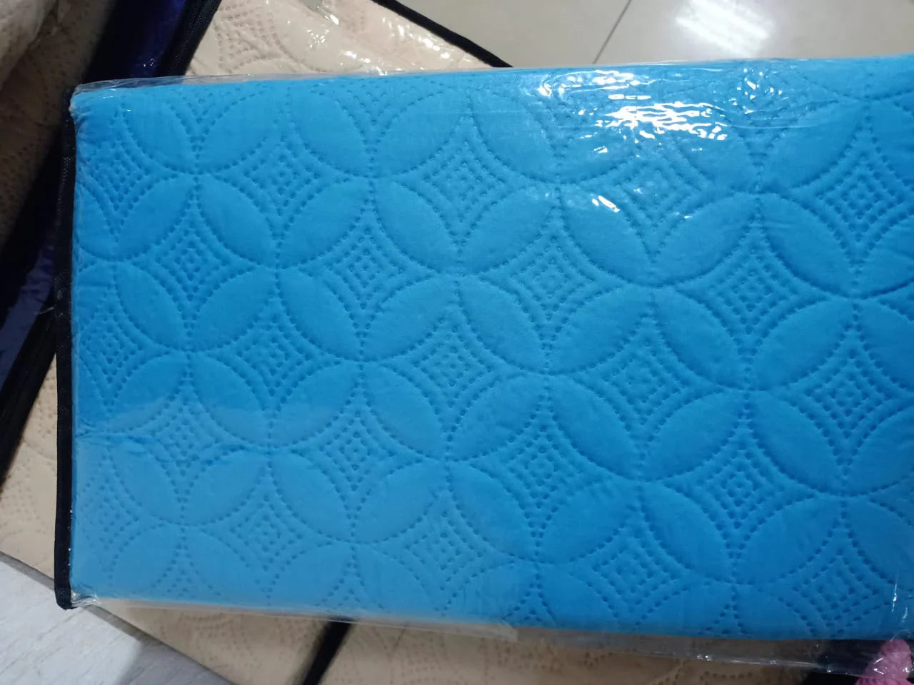 Soft Cotton Quilted 100% Waterproof Fitted Mattress Protector (Sky Blue).