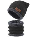 (Black) Beanie Wool Cap With Neck Warmer. Full Set-2 Pieces #151