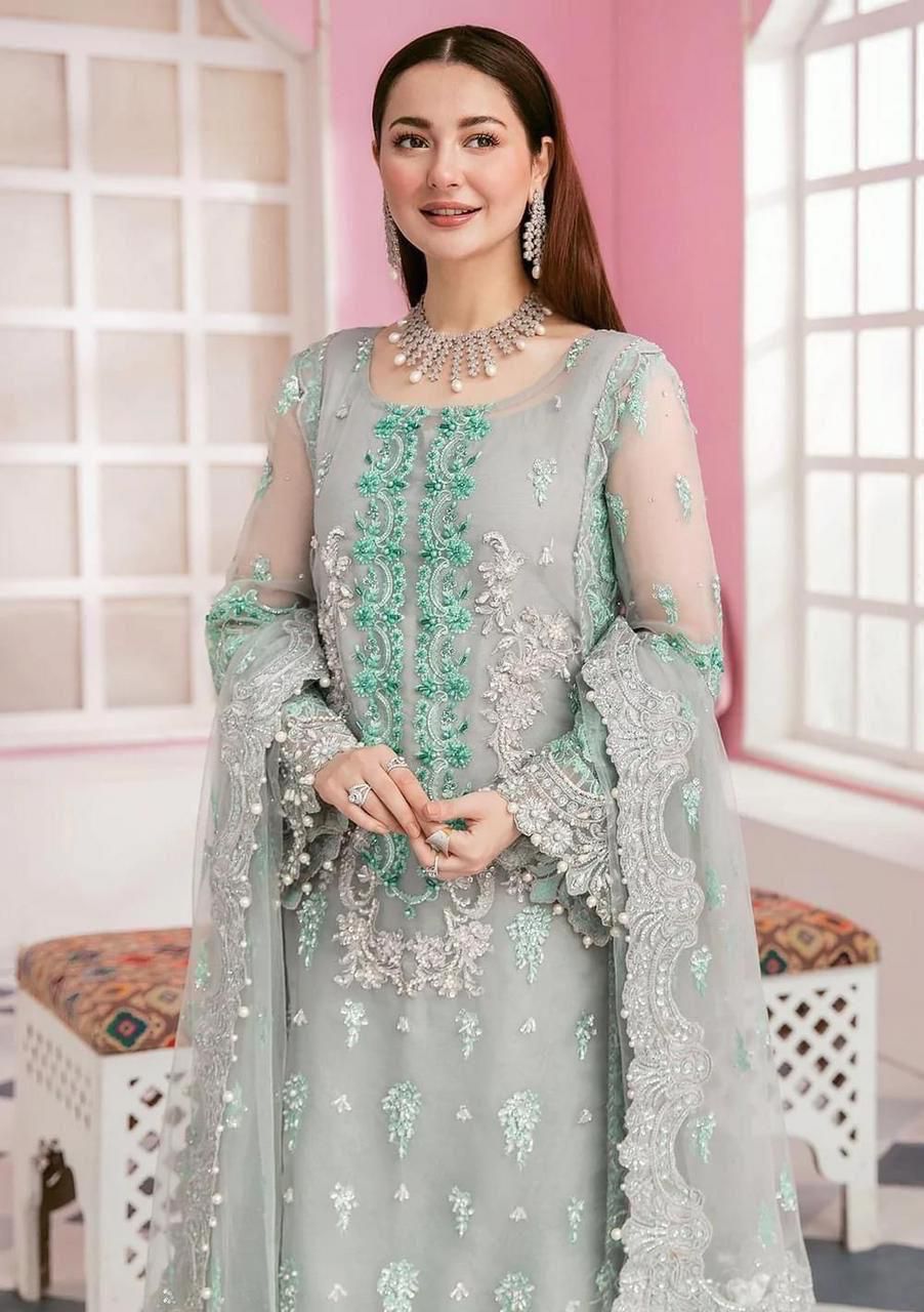 ELAAF BRIDAL Luxury Organza 3-Piece Embroidered Suit | Heavy Stone & Ada Handwork | Pearl Sleeves & Tassel Dupatta | Malai Trouser | UNSTITCHED