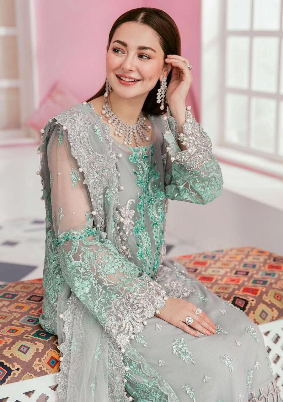 ELAAF BRIDAL Luxury Organza 3-Piece Embroidered Suit | Heavy Stone & Ada Handwork | Pearl Sleeves & Tassel Dupatta | Malai Trouser | UNSTITCHED