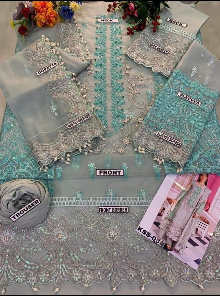 ELAAF BRIDAL Luxury Organza 3-Piece Embroidered Suit | Heavy Stone & Ada Handwork | Pearl Sleeves & Tassel Dupatta | Malai Trouser | UNSTITCHED