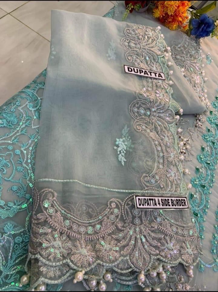 ELAAF BRIDAL Luxury Organza 3-Piece Embroidered Suit | Heavy Stone & Ada Handwork | Pearl Sleeves & Tassel Dupatta | Malai Trouser | UNSTITCHED