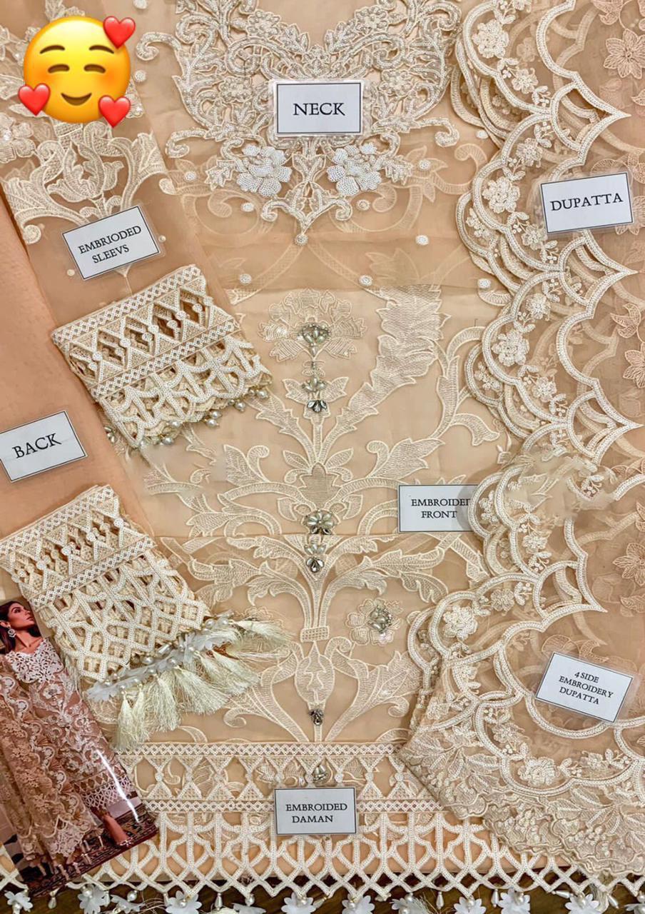 MARIA.B Luxury Organza 3-Piece Fancy Suit | Heavy Embroidered Sequin & Hand Ada Work | 3D Floral Dupatta with Silk Trouser | UNSTITCHED