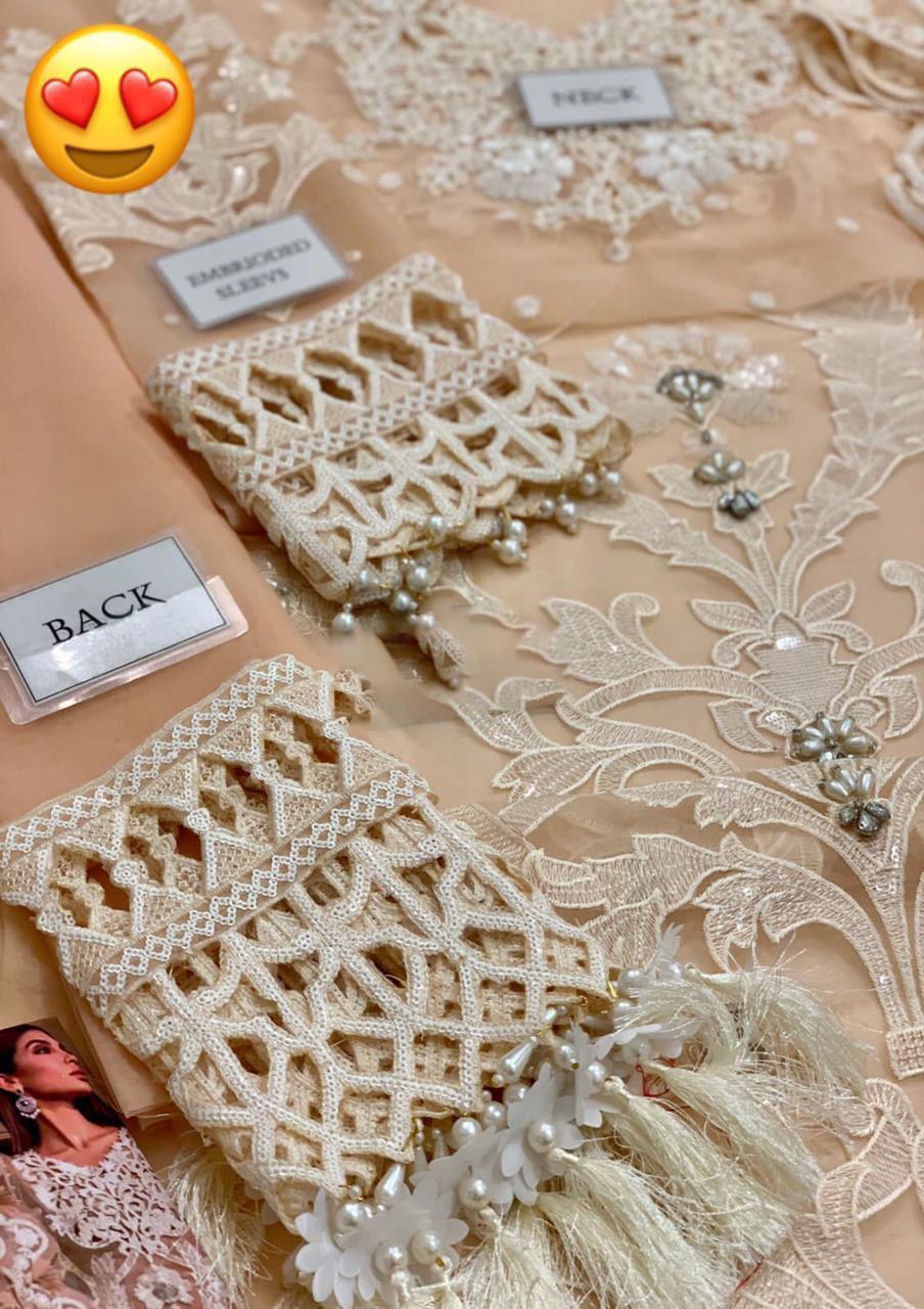 MARIA.B Luxury Organza 3-Piece Fancy Suit | Heavy Embroidered Sequin & Hand Ada Work | 3D Floral Dupatta with Silk Trouser | UNSTITCHED