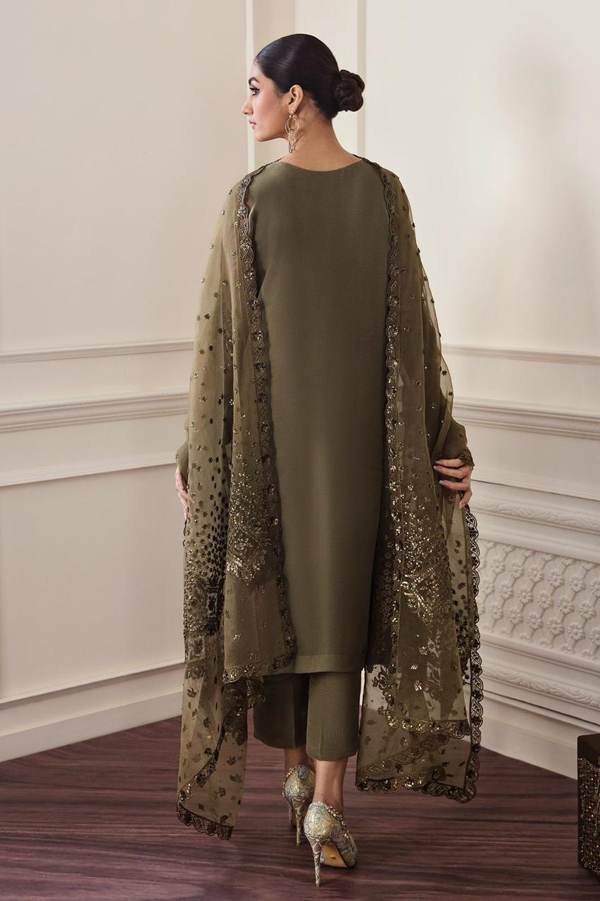 BAROQUE Luxury 3-Piece Chiffon Embroidered Suit | Heavy Sequin Work | Organza Dupatta & Silk Trouser | UNSTITCHED