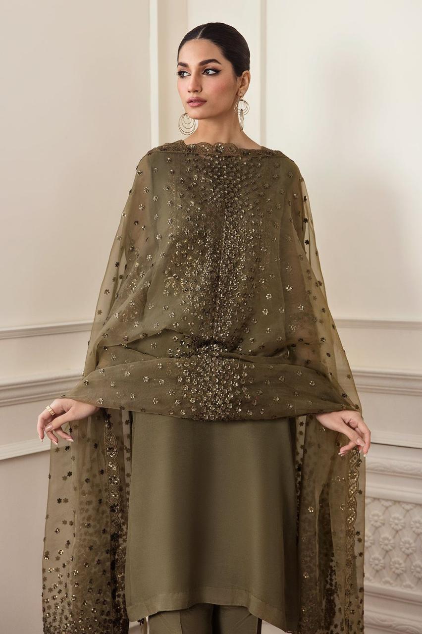 BAROQUE Luxury 3-Piece Chiffon Embroidered Suit | Heavy Sequin Work | Organza Dupatta & Silk Trouser | UNSTITCHED