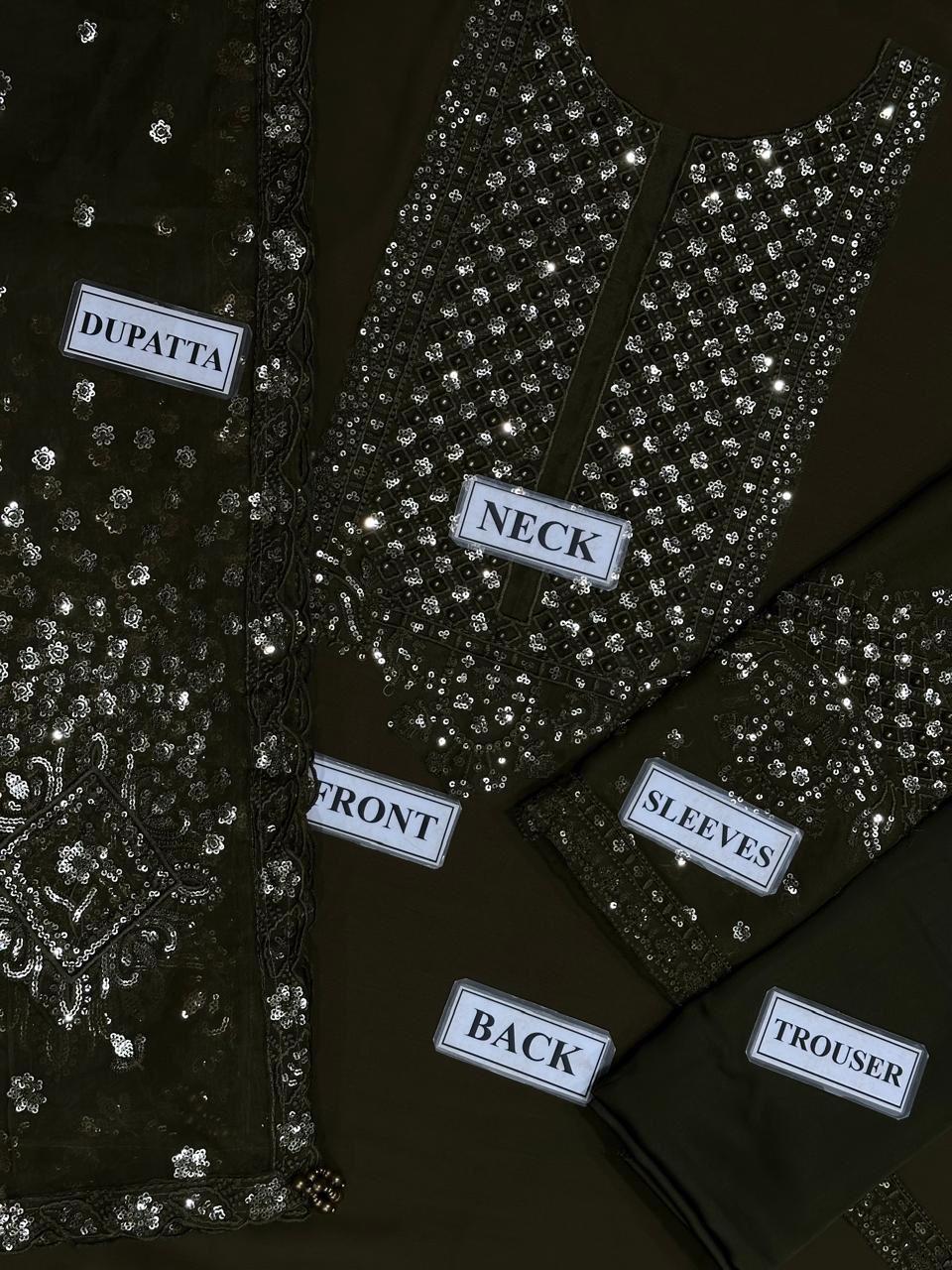 BAROQUE Luxury 3-Piece Chiffon Embroidered Suit | Heavy Sequin Work | Organza Dupatta & Silk Trouser | UNSTITCHED