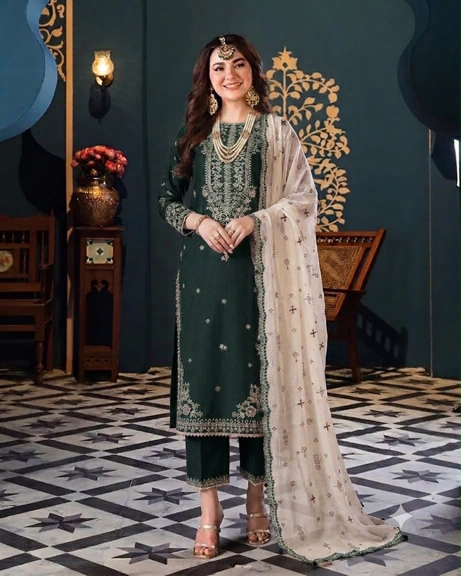 CHARISMA Luxury Chiffon 3-Piece Embroidered Suit | Heavy Organza Neck & Cuffs | Chak Patti, Embroidered Dupatta & Malai Trouser | UNSTITCHED