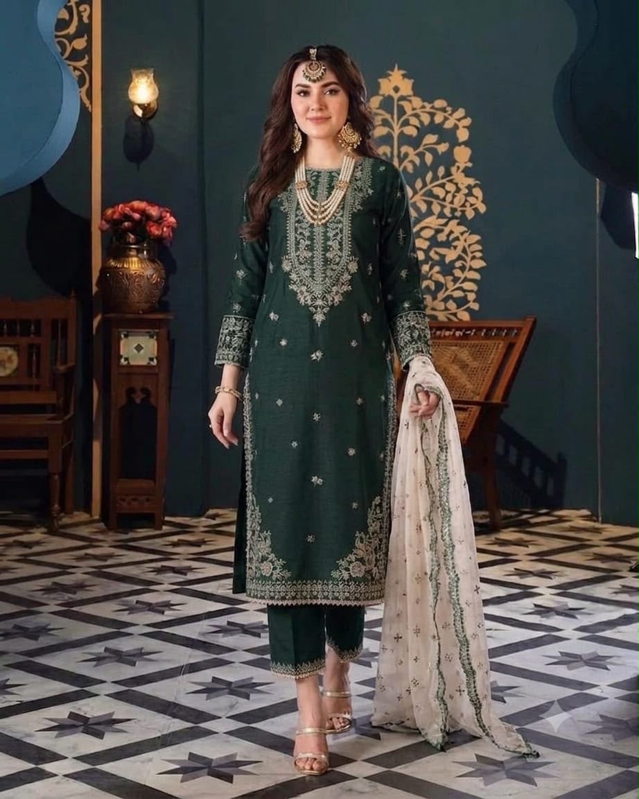 CHARISMA Luxury Chiffon 3-Piece Embroidered Suit | Heavy Organza Neck & Cuffs | Chak Patti, Embroidered Dupatta & Malai Trouser | UNSTITCHED