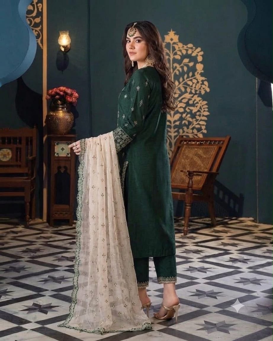 CHARISMA Luxury Chiffon 3-Piece Embroidered Suit | Heavy Organza Neck & Cuffs | Chak Patti, Embroidered Dupatta & Malai Trouser | UNSTITCHED