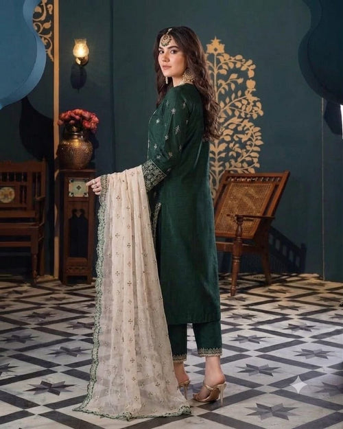 CHARISMA Luxury Chiffon 3-Piece Embroidered Suit | Heavy Organza Neck & Cuffs | Chak Patti, Embroidered Dupatta & Malai Trouser | UNSTITCHED