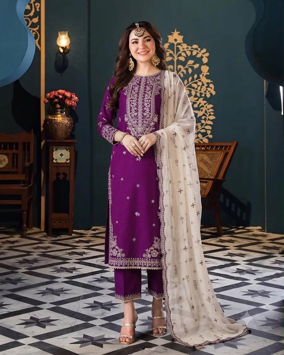 CHARISMA Luxury Chiffon 3-Piece Embroidered Suit | Heavy Organza Neck & Cuffs | Chak Patti, Embroidered Dupatta & Malai Trouser | UNSTITCHED