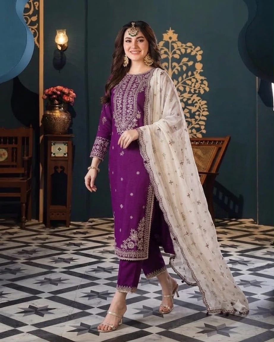 CHARISMA Luxury Chiffon 3-Piece Embroidered Suit | Heavy Organza Neck & Cuffs | Chak Patti, Embroidered Dupatta & Malai Trouser | UNSTITCHED