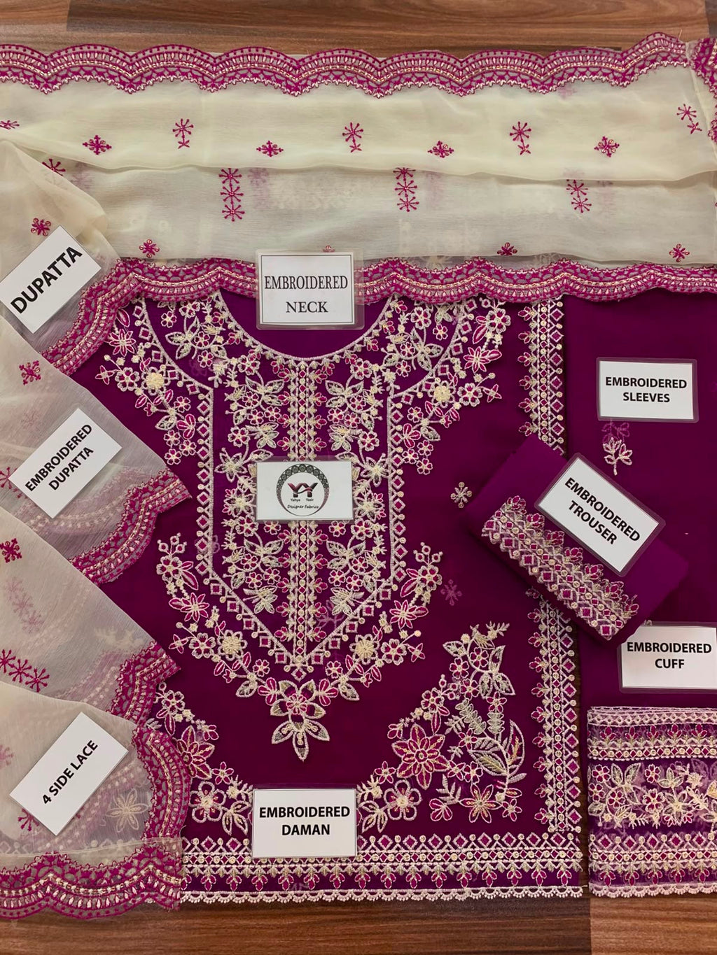 CHARISMA Luxury Chiffon 3-Piece Embroidered Suit | Heavy Organza Neck & Cuffs | Chak Patti, Embroidered Dupatta & Malai Trouser | UNSTITCHED