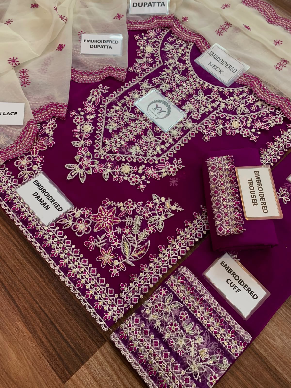 CHARISMA Luxury Chiffon 3-Piece Embroidered Suit | Heavy Organza Neck & Cuffs | Chak Patti, Embroidered Dupatta & Malai Trouser | UNSTITCHED