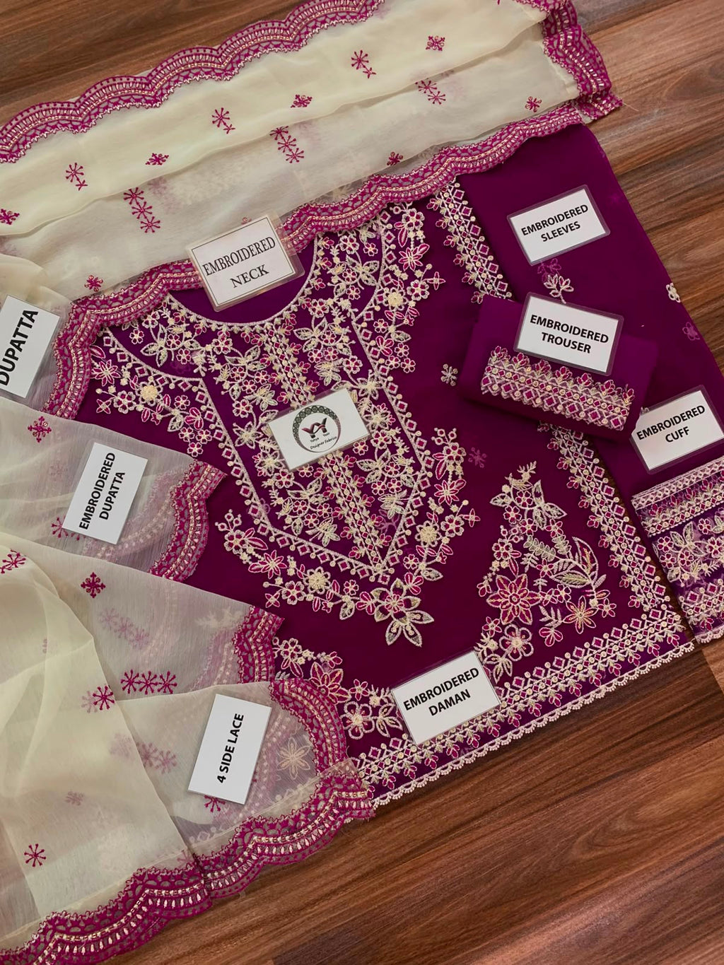 CHARISMA Luxury Chiffon 3-Piece Embroidered Suit | Heavy Organza Neck & Cuffs | Chak Patti, Embroidered Dupatta & Malai Trouser | UNSTITCHED