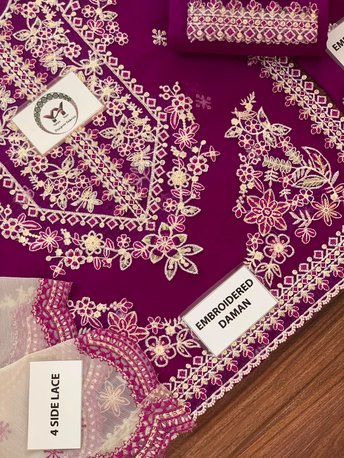 CHARISMA Luxury Chiffon 3-Piece Embroidered Suit | Heavy Organza Neck & Cuffs | Chak Patti, Embroidered Dupatta & Malai Trouser | UNSTITCHED