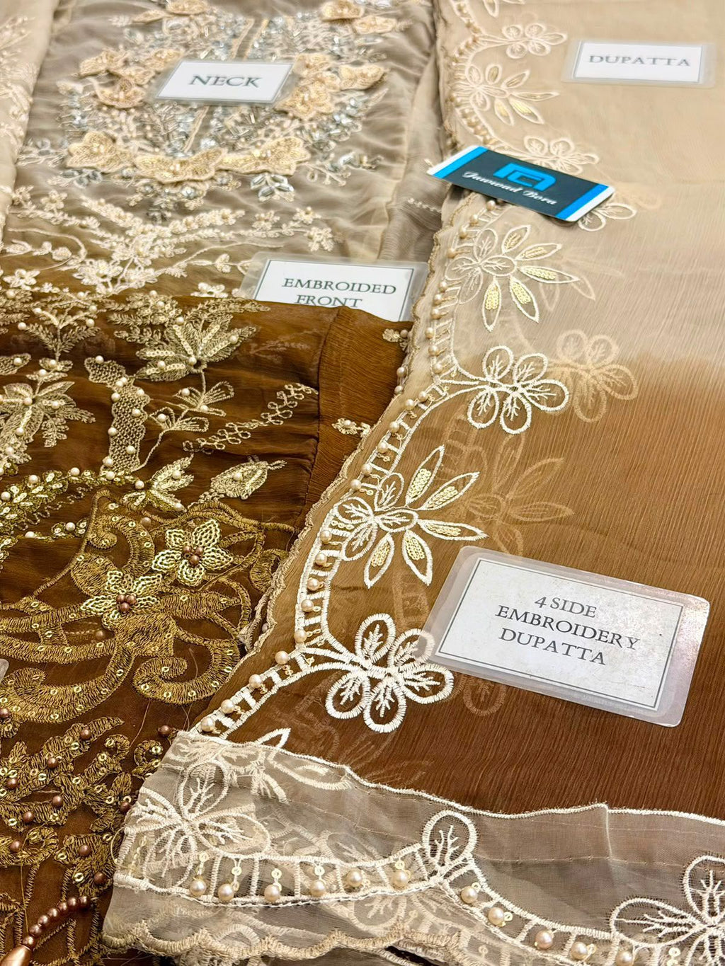 MARIA.B Luxury Chiffon Tie & Dye 3-Piece Embroidered Suit | Heavy Sequin & Hand Ada Work | Scalloped Borders, Beads & Fancy Tassels | UNSTITCHED