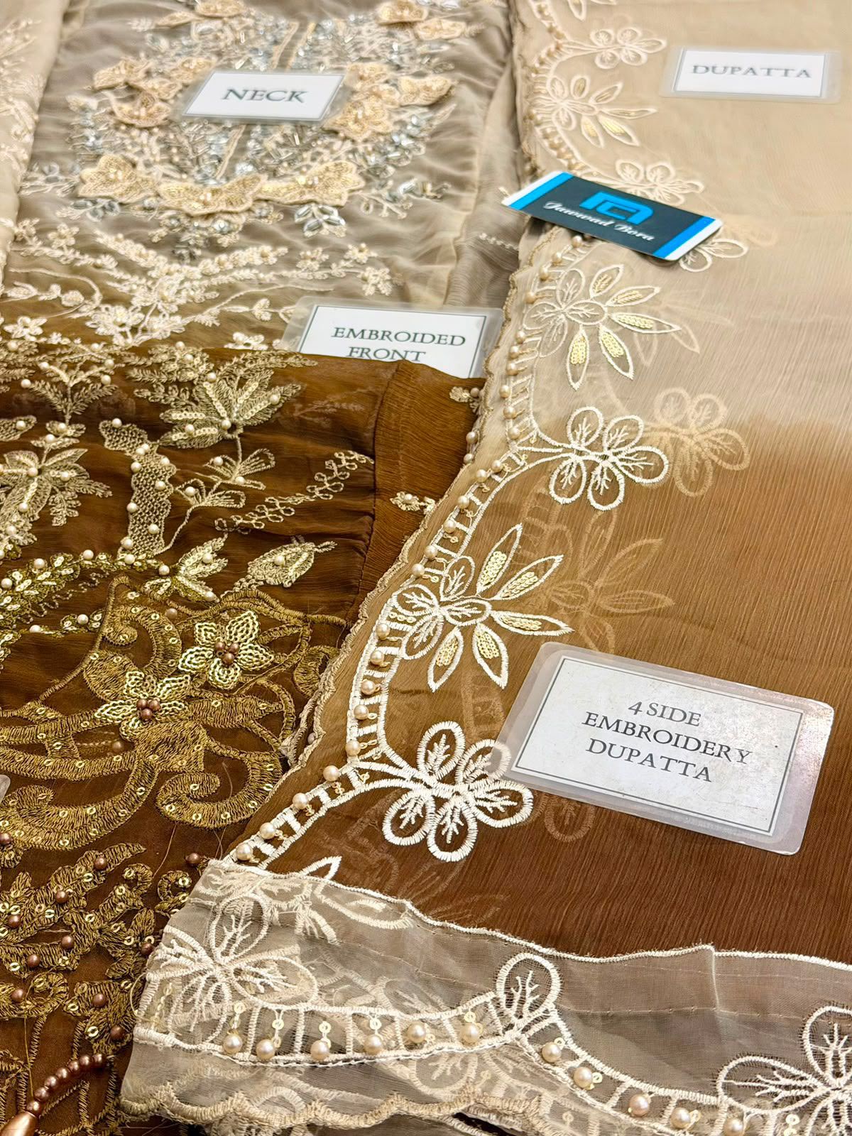 MARIA.B Luxury Chiffon Tie & Dye 3-Piece Embroidered Suit | Heavy Sequin & Hand Ada Work | Scalloped Borders, Beads & Fancy Tassels | UNSTITCHED