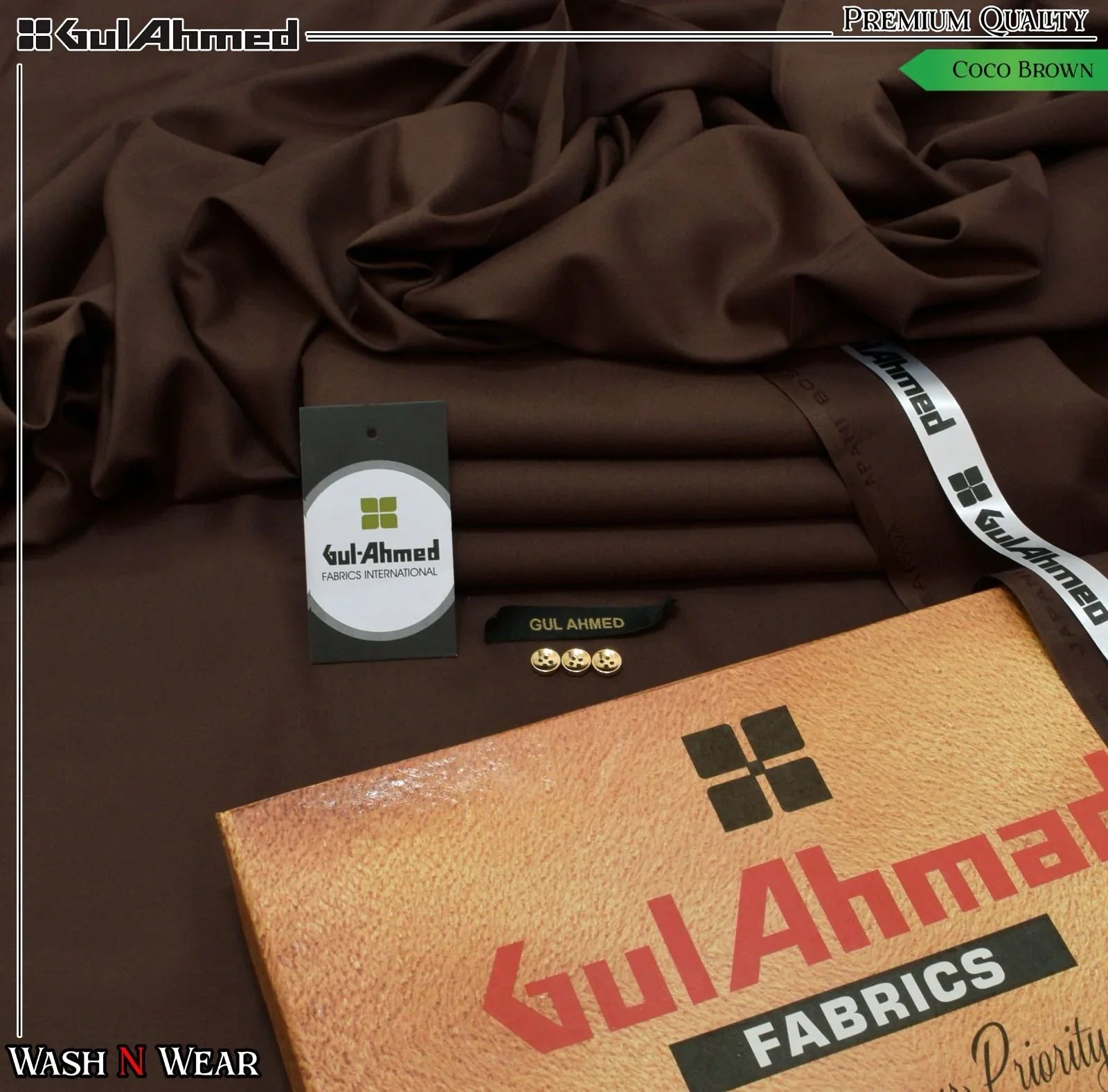 Unstitched Wash & Wear Suit (GUL AHMED -BROWN)