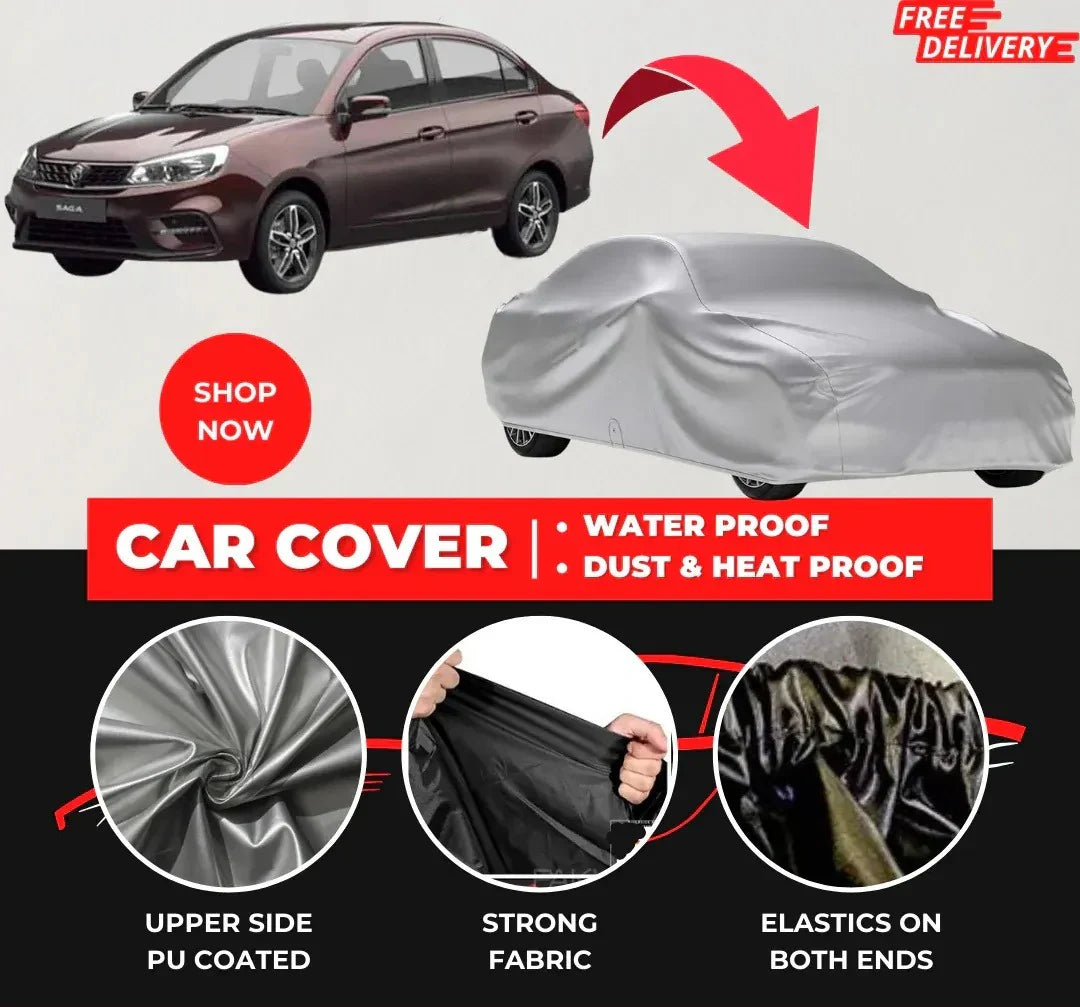 Proton Saga 2020-2023 Car Top Cover - Waterproof & Dustproof Silver Spray Coated + Free Bag (Car-06)