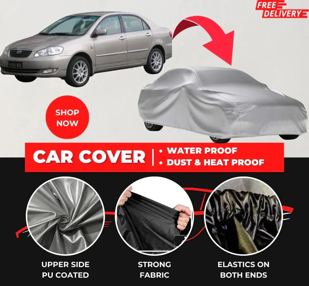 Toyota Corolla 2000-2006 Car Top Cover - Waterproof & Dustproof Silver Spray Coated + Free Bag (Car-06)