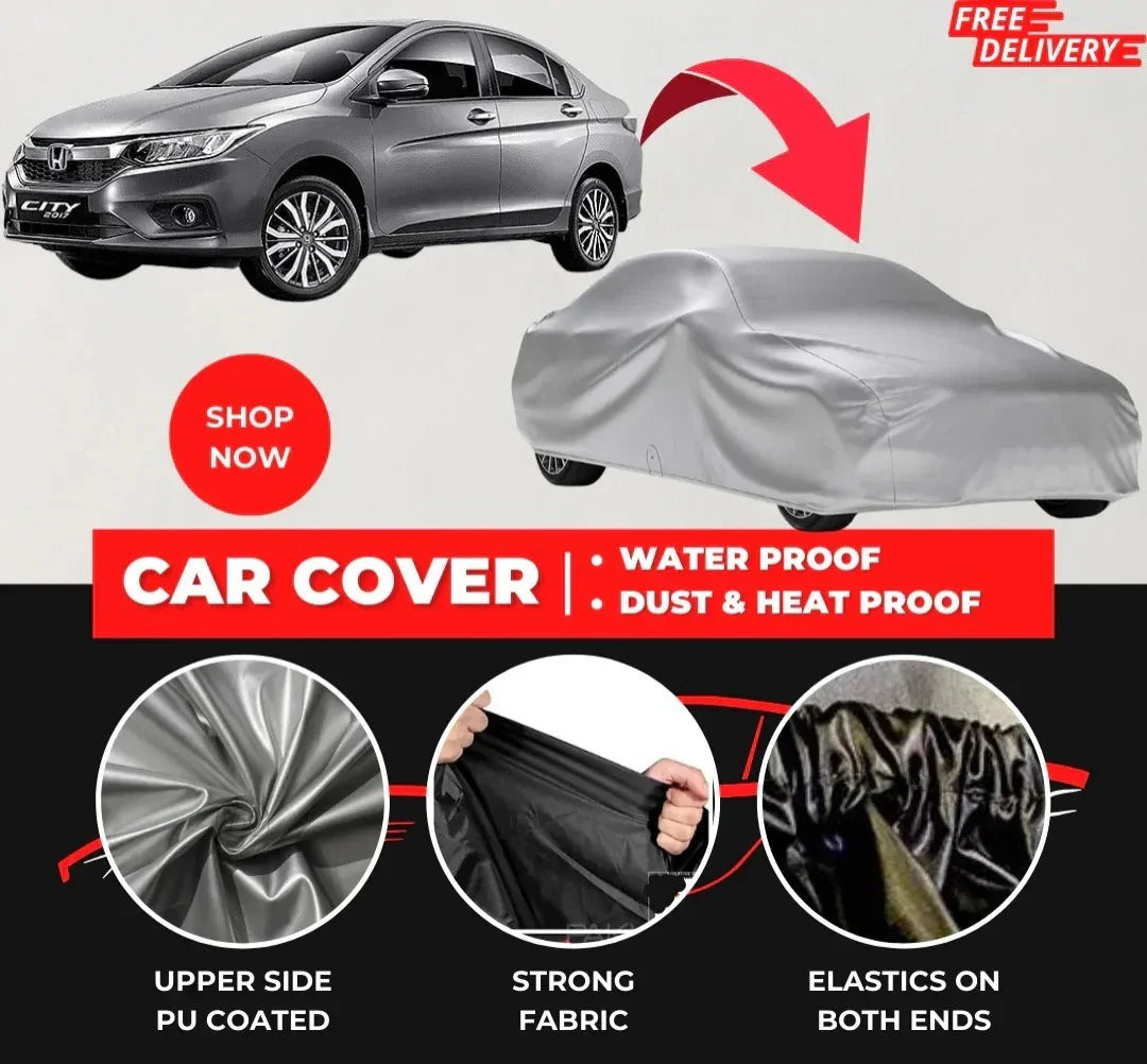 Honda City 2014-2020 Car Top Cover - Waterproof & Dustproof Silver Spray Coated + Free Bag (Car-06)