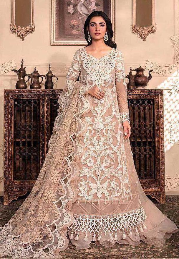 MARIA.B Luxury Organza 3-Piece Fancy Suit | Heavy Embroidered Sequin & Hand Ada Work | 3D Floral Dupatta with Silk Trouser | UNSTITCHED