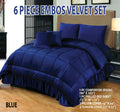 Wedding Embossed Velvet Frill Duvet, 6 Pieces (Razai)- Blue Wedding Embossed Velvet Frill Duvet, 6 Pieces (Razai)- Blue