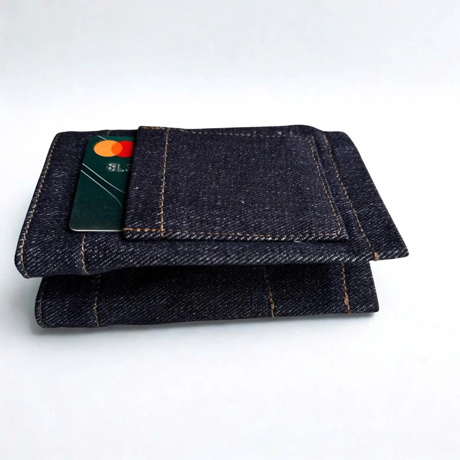Denim Jeans Mini Pocket Wallet with Secure Card Holder, Foldable Street Style Premium Purse