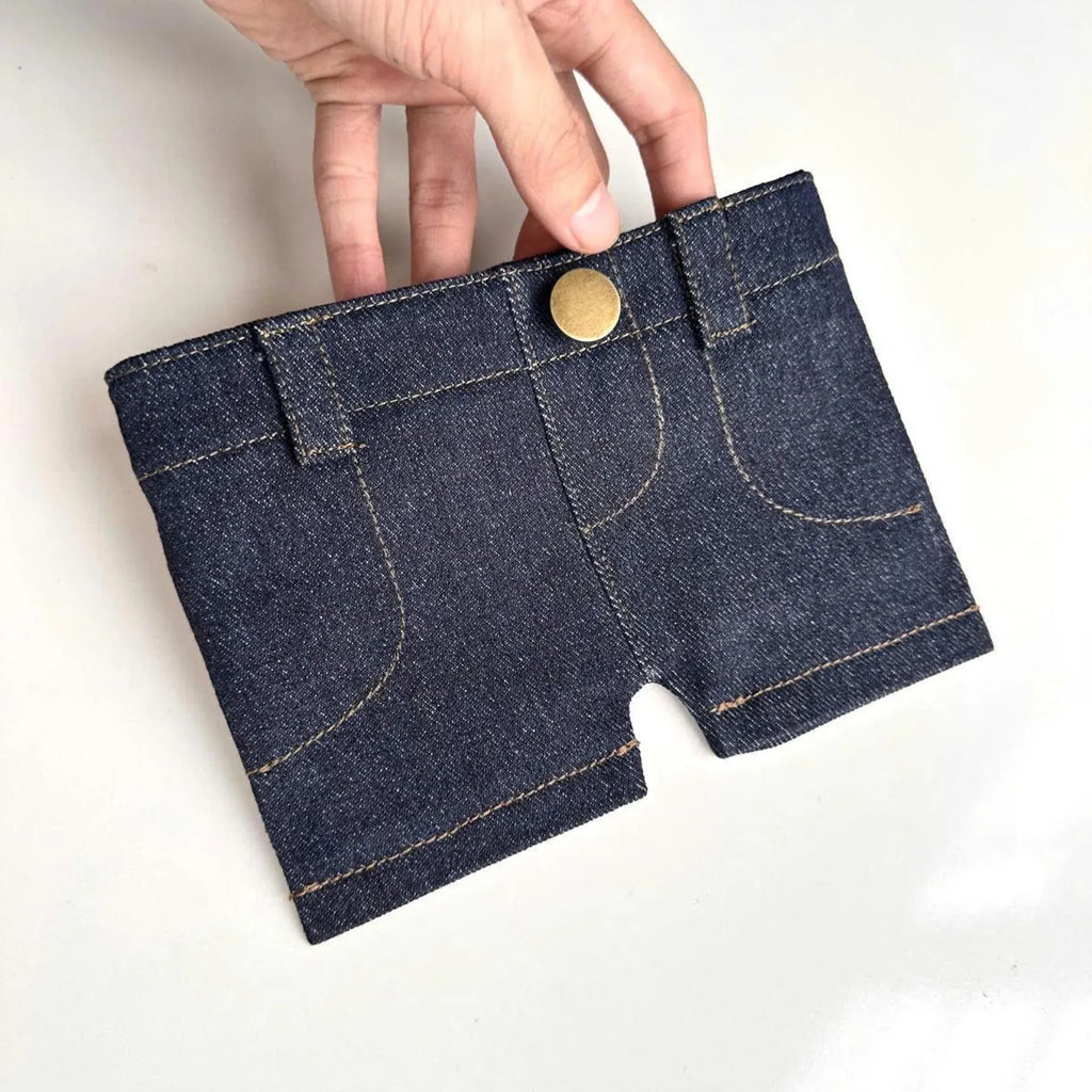 Denim Jeans Mini Pocket Wallet with Secure Card Holder, Foldable Street Style Premium Purse