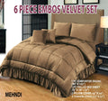 Wedding Embossed Velvet Frill Duvet, 6 Pieces (Razai)- Mehandi
