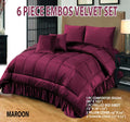 Wedding Embossed Velvet Frill Duvet, 6 Pieces (Razai)- Maroon