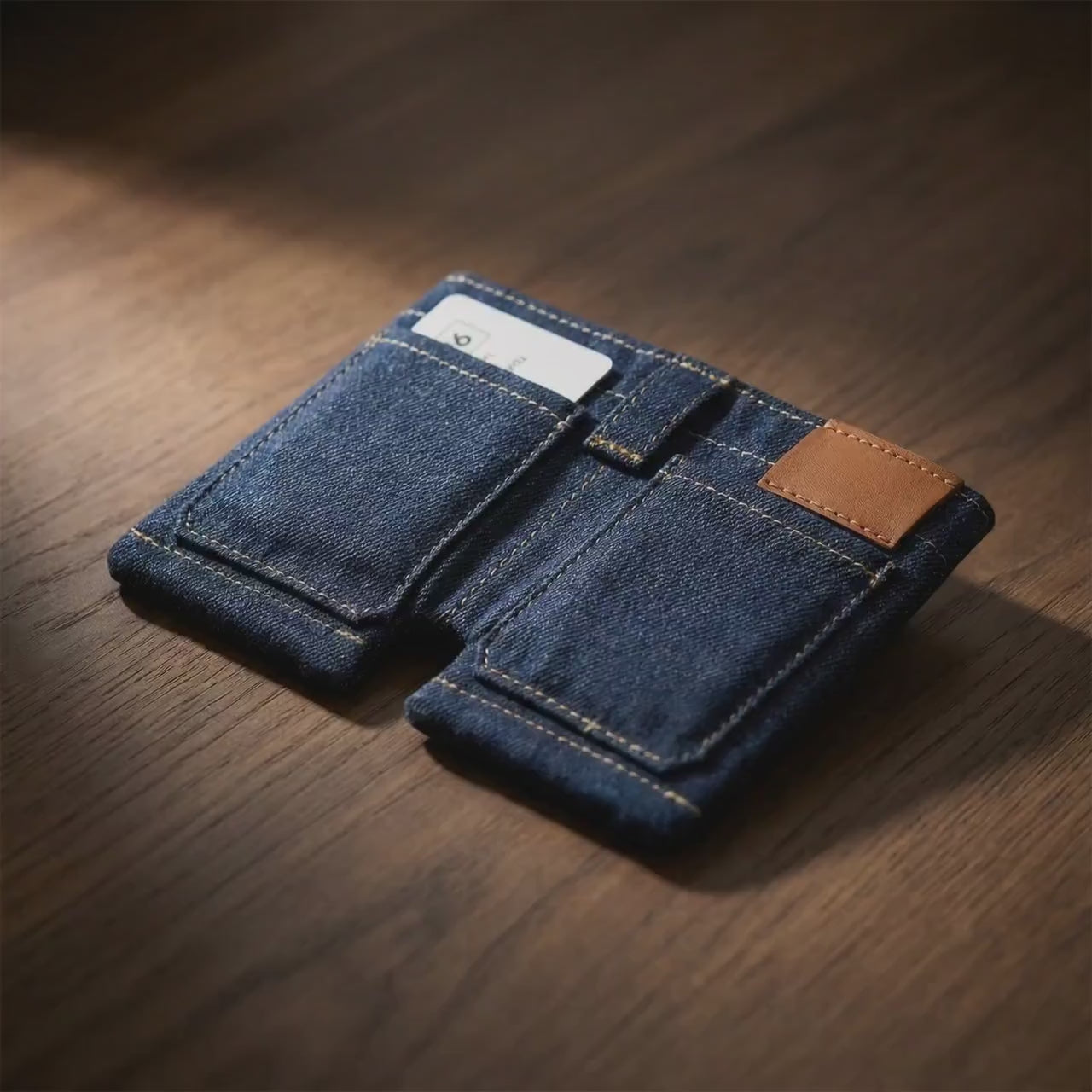 Denim Jeans Mini Pocket Wallet with Secure Card Holder, Foldable Street Style Premium Purse