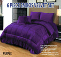 Wedding Embossed Velvet Frill Duvet, 6 Pieces ( Razai )- Purple