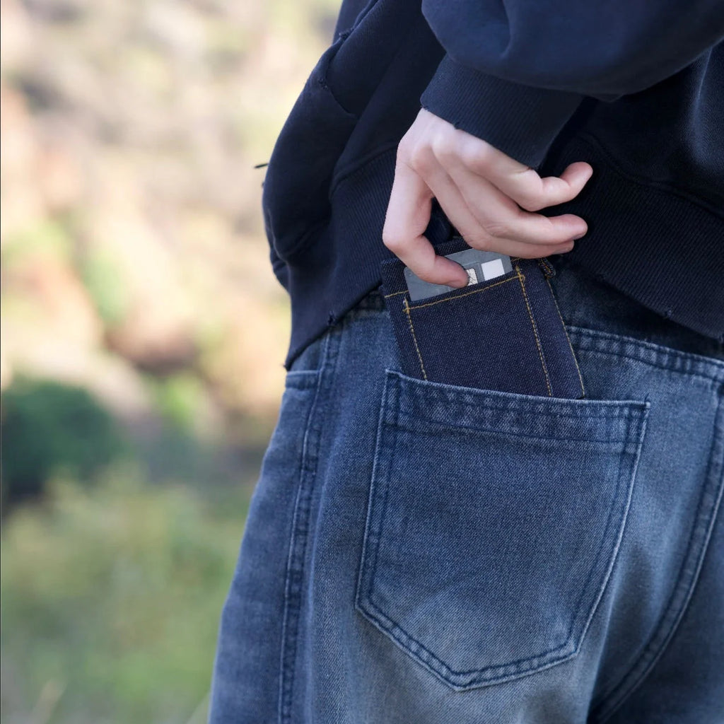 Denim Jeans Mini Pocket Wallet with Secure Card Holder, Foldable Street Style Premium Purse